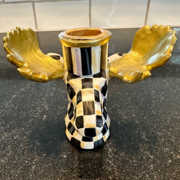 MacKenzie-Childs Courtley Check Moose Candleholders- Set of 2 - Picture 2 of 3